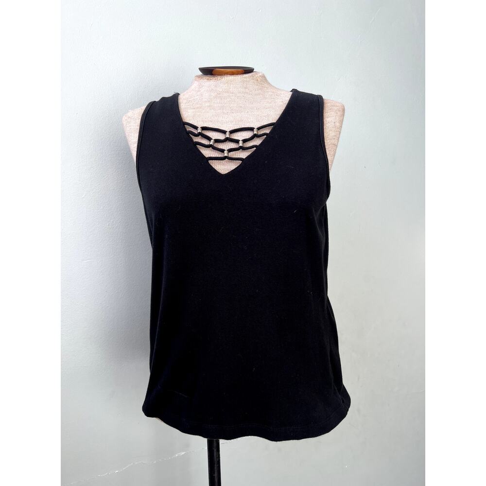 Y2K/90s Vintage Cross Tie Detail Tank Top by Fiorlini International -Size Medium